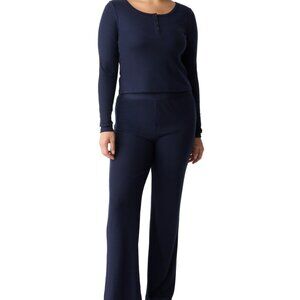 #20 Gap GapBody Women's Long-Sleeve Rib Pajama Set - Navy